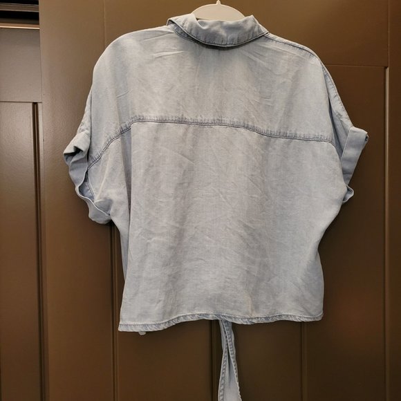 DD77 Roadrunner Apparel Denim Tie Crop Top - Picture 3 of 3